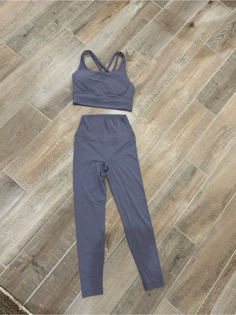Stretch Support Sports Bra and High-Waist Legging Set - Slate